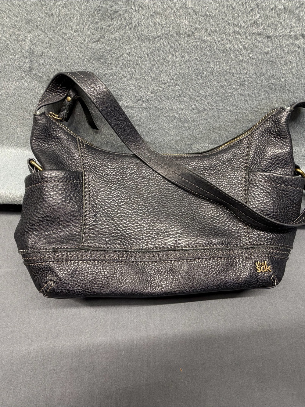 The Sak Kendra Hobo Bag Black Leather Shoulder Bag Zip Handbag Purse